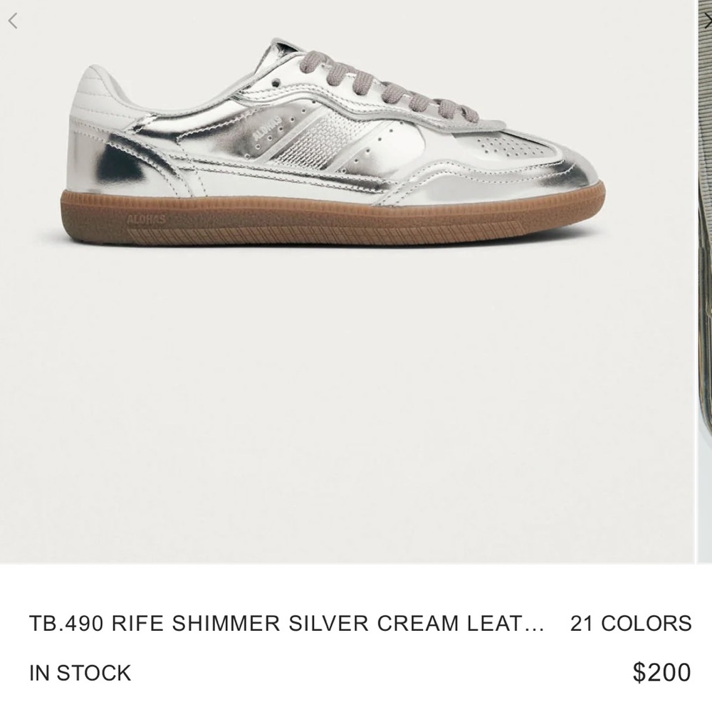 Alohas Silver Leather Sneaker. tb 490